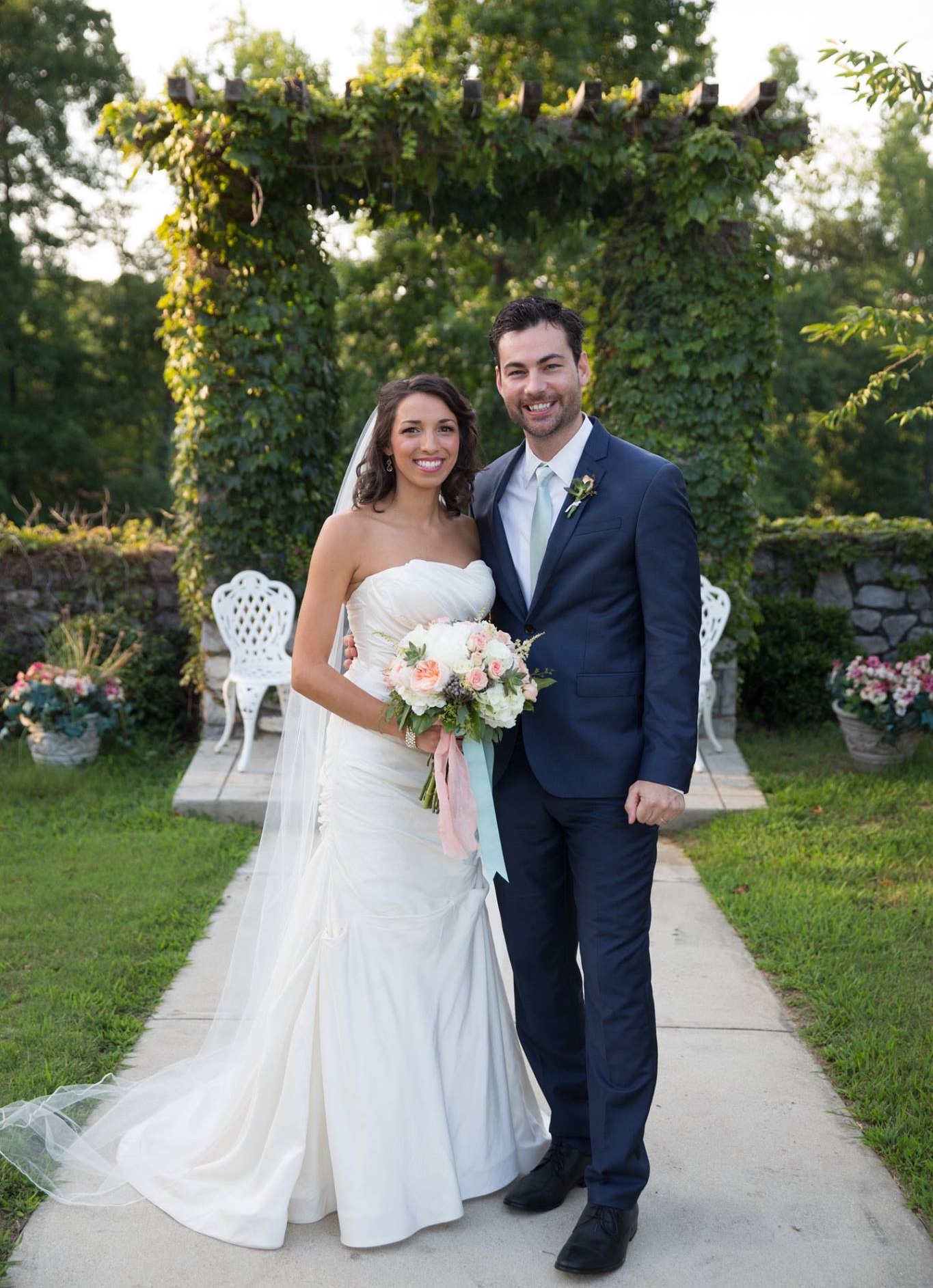 Outdoor wedding couple